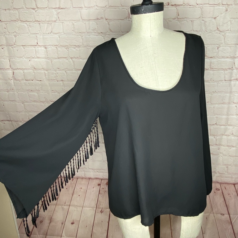 Haute Society Long Sleeve Shirt Tassels Size M